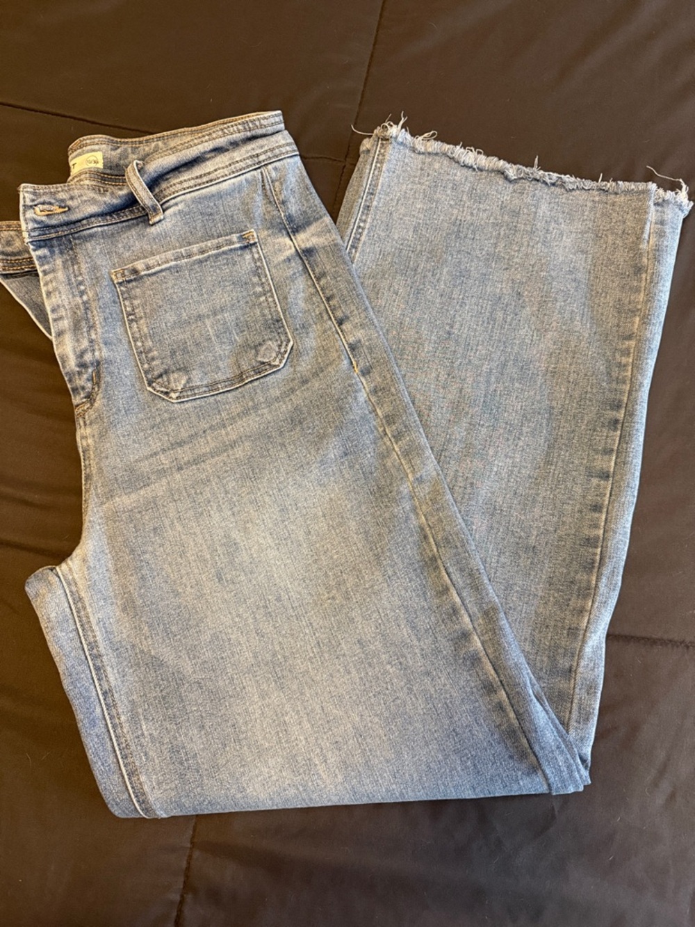 Oat New York High-Rise Light Wash Straight Jeans with Raw Hem